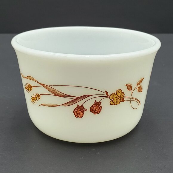 Pyrex Harvest Home Open Sugar Bowl Coffee Cup Wheat Yellow Orange Flowers - Picture 3 of 12